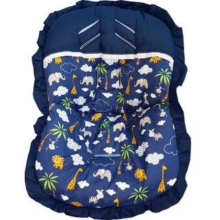 Capa Para Bebê Conforto Universal Colchonete Fabricado em 100% Algodão Estampada Menino Tema Safari Azul Marinho OFERTA