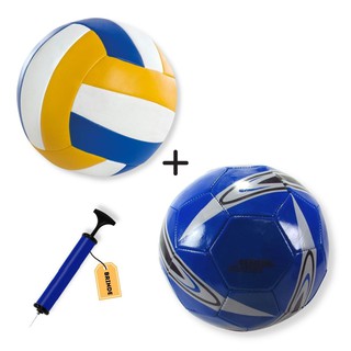 Bola De Futebol e Bola de Vôlei + Mini Bomba de Ar