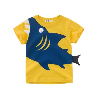 Camiseta Infantil Masculina De Algodão Estampa De Tubarão Com Estampa De Tubarão (3)