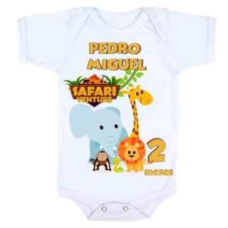 Body bebê roupa infantil Personalizada Mesversario Safari