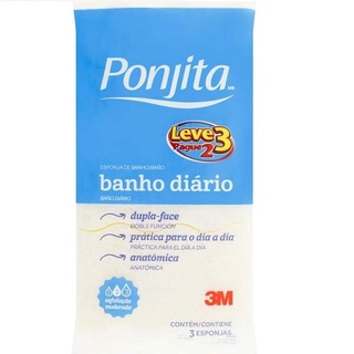 Esponja de Banho Diário Ponjita Amarela Leve 3 e Pague 2