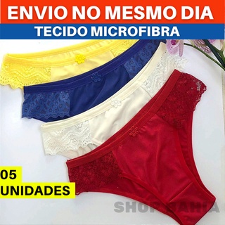Calcinha de renda - Kit 5 calcinha microfibra roupas femininas lingirie
