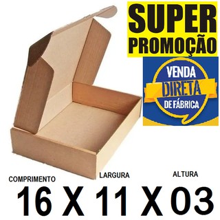 5 Caixas 16x11x03 Papelão resistente, atacado, montável, pode ser personalizada, para correios, mini pac correio, mini envios , pequena com tampa ecommerce, somos fábrica em Curitiba 16x11x3 (1)