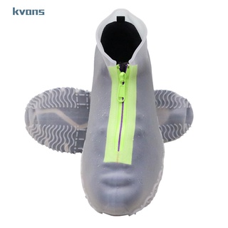 Kvans Capa Protetora De Sapato Impermeável Em Silicone Com Zíper / Bota Antiderrapante