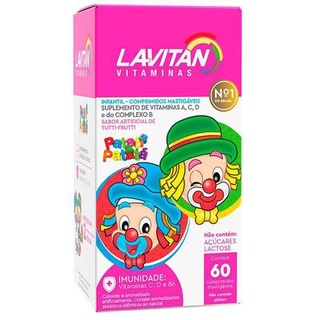 Vitamina Infantil Lavitan Comprimidos Mastigáveis c/ 60 Sabor Tutti Fruti