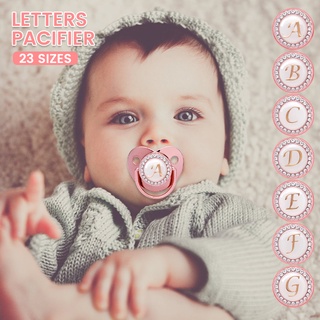 26 letras nome inicial do bebê chupeta clipes corrente strass silicone infantil mamilo bpa (2)