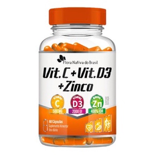 Vitamina C D3 E Zinco 600mg 60 Cápsulas - Flora Nativa