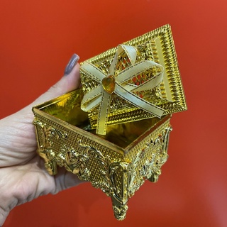 Mini Porta Joia Acrílico Aladin Retangular Dourado - Unidade