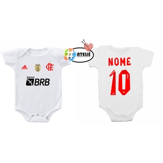 Body Personalizado do Flamengo Com Nome e Número Roupas Para Bebês