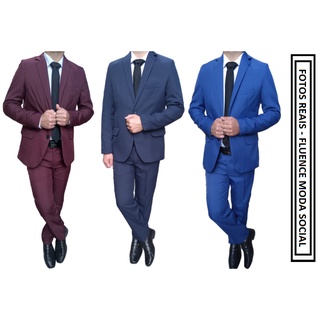 Terno social Masculino Slim - Oxford Premium - 3 cores (azul royal/bordô/azul marinho)