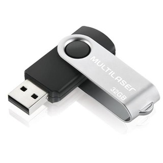 PenDrive original Multilaser Twist 2.0 32GB USB Leitura 10MB/s e Gravação 3MB/s Preto - PD589