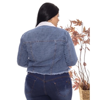 jaqueta jeans feminina com pelinhos casaco plus size - lançamento promoção (3)