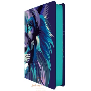 Biblia Sagrada Leão Color Azul | Borda Colorida | Jovem | Nvt | Luxo