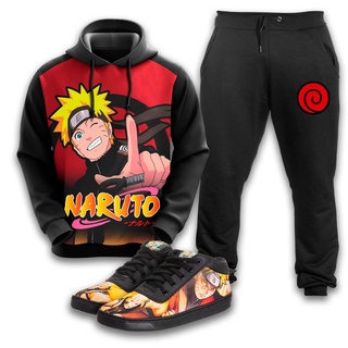 Kit Exclusivo Moletom e Calça +Tênis Anime Naruto Promoção Pronto Entrega Oferta (1)