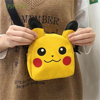 Usnow Mini Bolsa Carteira Crossbody Titular Do Cartão Bolsa De Celular Go Pokemon Pikachu Ombro Saco De Lona / Multicolor