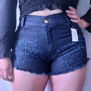 Kit 2 Shorts Jeans Feminino Cintura Alta Com Lycra promoção