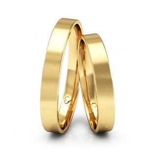 Aliança Dourada Aço Inoxidável Noivado Casamento 4mm Linda Confortável Estilosa Mais Barato Qualidade