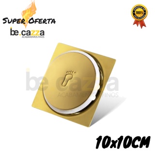 Ralo Click Dourado Para Banheiro Inox Inteligente 10x10CM Super Luxo - Exclusividade Preço Lançamento