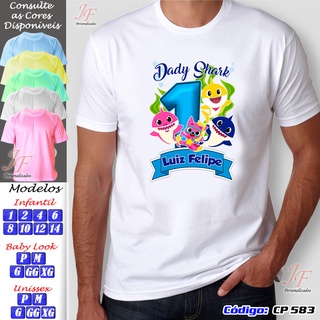 01 Camiseta Personalizada Adulto ou Infantil Baby Shark