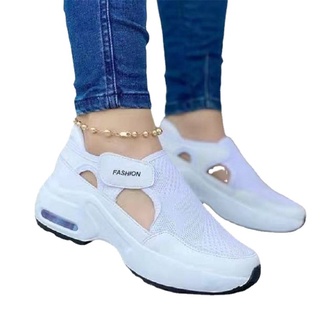 Birlie Mulheres Moda Vulcanizada Plataforma Sneakers Cor Sólida Apartamentos Senhoras Sapatos Casuais Respirável Cunhas Andando Bico