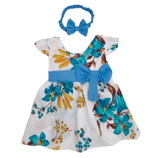 Vestido com tiara, vestido floral, vestido bebê (4)