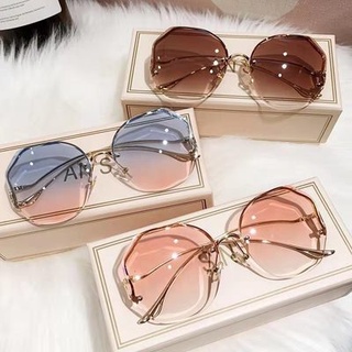 2021 Women Rimless Vintage Sunglasses High Quality Gradient Sun Glasses Shades Female Oculos