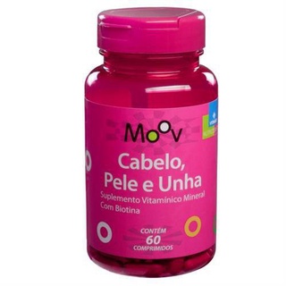 Cabelo Pele e Unha com Biotina - Firmeza Crescimento e Saúde - 60 comprimidos Pote / Caixa 40 comprimidos - Moov