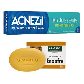 Acnezil + Sabonete enxofre kit para limpeza acne espinhas cravos