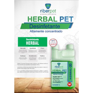 Desinfetante Bactericida, Fungicida e Viricida HERBAL PET concentrado - Rende até 500 litros RiberPet