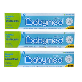 Kit Com 3 Babymed Pomada Para Assaduras Cimed 45 Gramas - Azul Original