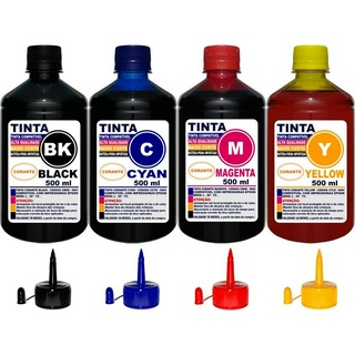 Kit 2 Litros Tinta ( 4 x 500 ml ) Compatível Refil 664 Para Impressora Epson L396 L395 L380 L355 L365 L375 L120 L220 L110 L210 L455 L465 L475 L495 1300