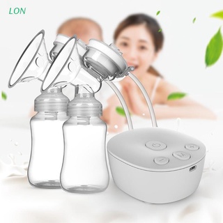 Lon Bomba Elétrica De Leite Duplo Kit Com 2 Garrafas De Leite Usb Poderoso Massageador De Mama Amamentação Bebê Extrator De Leite