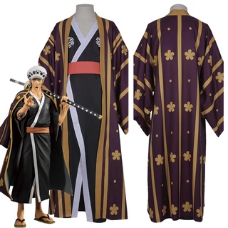 One Piece Trafalgar Law/D-Water Cosplay Kimono Robe Completo Roupa Terno Trajes De Carnaval De Halloween