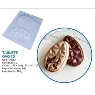 Forma para chocolate Tablete Ovo 3D - Cód. 10062 BWB