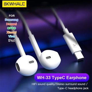 Bkwhale WH-33 Fone De Ouvido Tipo C Intra-Auricular Com Microfone Para Samsung / Ipad / Android (Chip)