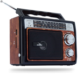 Rádio Retrô AM FM Recarregável USB em Estilo Vintage AUX P2 Cartão SD/TF Caixa de Som LEON-1606 (2)