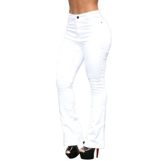 Calça Jeans Feminina Flare Branca