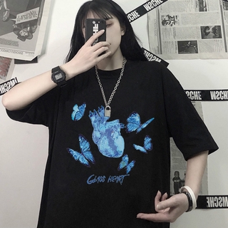 T-shirt borboleta masculino e feminino 2021 Harajuku hip-hop de manga curta T-shirt casual streetwear plus size T-shirt feminina