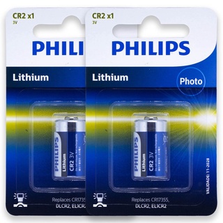 02 Pilhas Philips Cr2 3v Bateria 2 Cartelas
