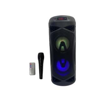 Caixa De Som Amplificada Com Microfone Bluetooth Potente Portátil Usb Pendrive Radio Fm Sem Fio Com Led