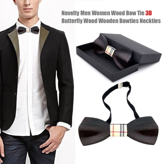 #IS Novelty Men Women Wood Bow Tie 3D Butterfly Wood Wooden Bowties Neckties