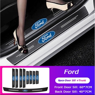 Ford carro adesivos de couro de fibra de carbono protetores de peitoril de porta de carros para acessórios de fusão Ka Focus Fiesta Ranger T6 / T7 / T8 (1)
