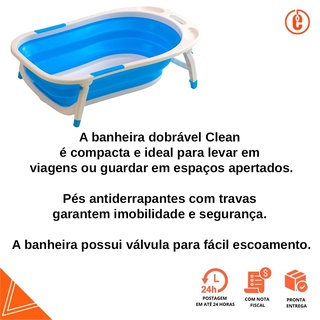 Banheira Dobrável Clean Bebe Infantil Banheirinha Azul Baby Style (3)