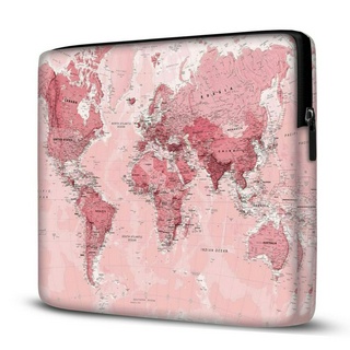 Capa para Notebook em Neoprene Mapa Mundi Rosa