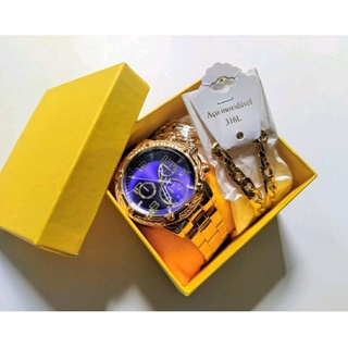Relógio Masculino Pai Noivo Namorado Luxo + Cordão folheado + Caixa