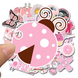 50PCS Pink Cartoon Waterproof Sticker Skateboarding Snowboard Retro Vinyl Sticker Graffiti Notebook Sticker (4)