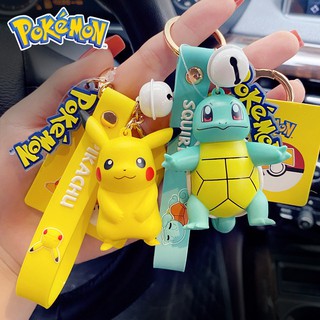 Genuine Pokemon Pikachu Chaveiros Bonito Ir Bulbasaur Psyduck Squirtle Mini Figuras