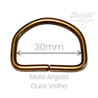 Meia Argola Ouro Velho 30mm 3cm - Ideal para bolsas e Artesanato em geral (01 unidade)