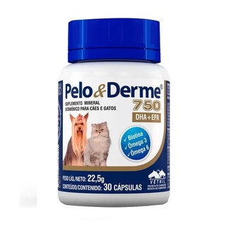 Pelo E Derme 750 30 Caps Vetnil Vitamina Cães Gatos Dha/epa