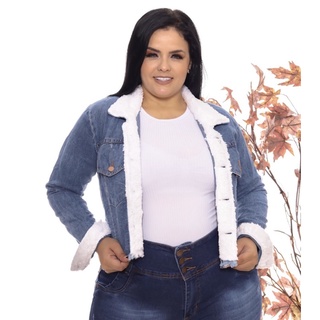 jaqueta jeans feminina com pelinhos casaco plus size - lançamento promoção (6)